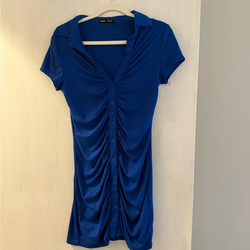 SHEIN Blue Button Dress